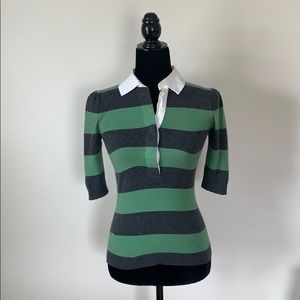 Cashmere/wool/silk blend short sleeve sweater.